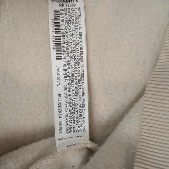 Zara Men's Pullover Ivory Cream Large Hoodie - Picture 11 of 15